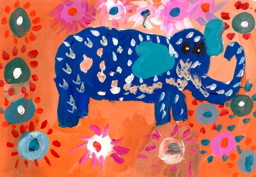 Слон в цветах