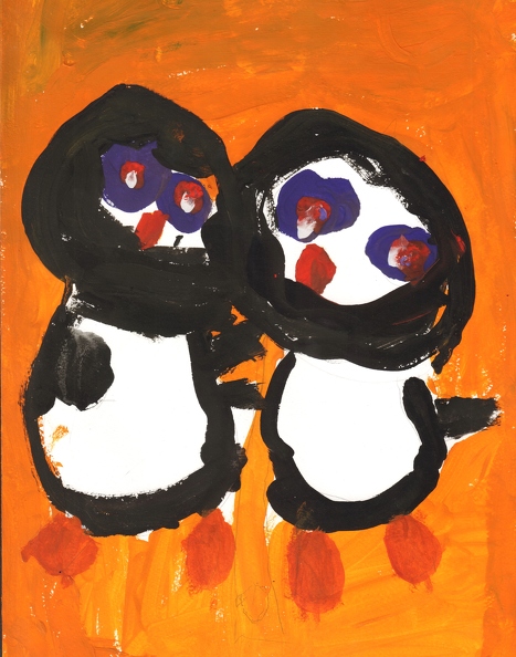 6300 Валерия Матющенко. Два пингвина. Возраст - 4 года. Номинация - живопись. Техника - гуашь.jpg