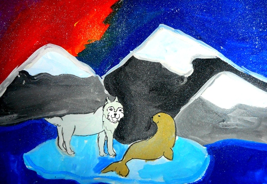 Белый волк и тюлень