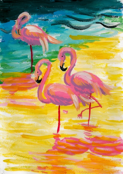 147, Розовый фламинго в лучах заката, Анна Нарижная.jpg