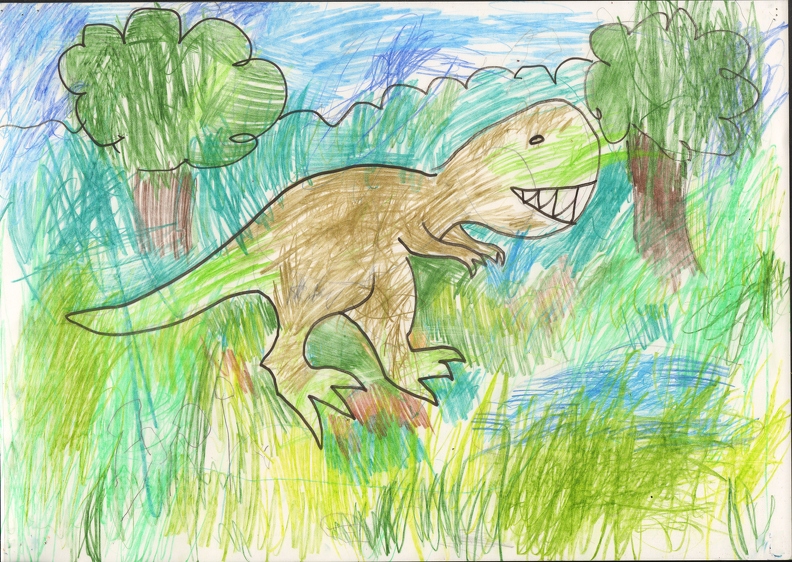 8535 Александр Косов. Динозавр. Возраст - 4 года. Номинация - графика. Техника - рисунок цветными карандашами.jpg