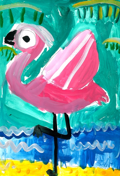199. Фламинго учится летать. Елизавета Матусенко.jpg