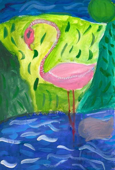 218,Фламинго на воде, Амалия Игнатова (1).jpg