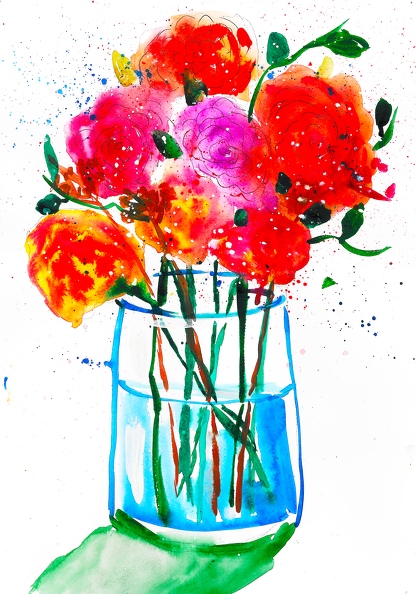 Розы в стеклянной вазе, Мария Лебедева.jpg