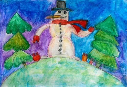 Снеговик несёт подарки