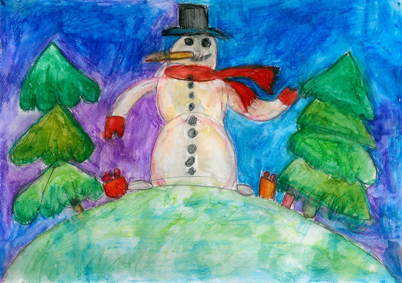 Снеговик несёт подарки, Константин Сафронов.jpg