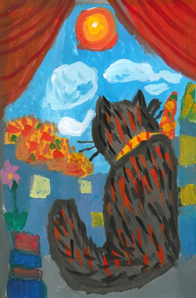 Кот, окно, осень. Амалия Игнатова.jpg