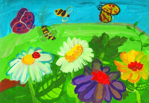 Пчелки и цветы