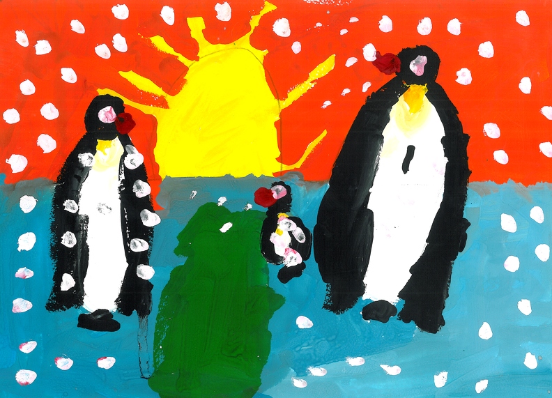 Три пингвина у воды. Ника Стеценко.jpg