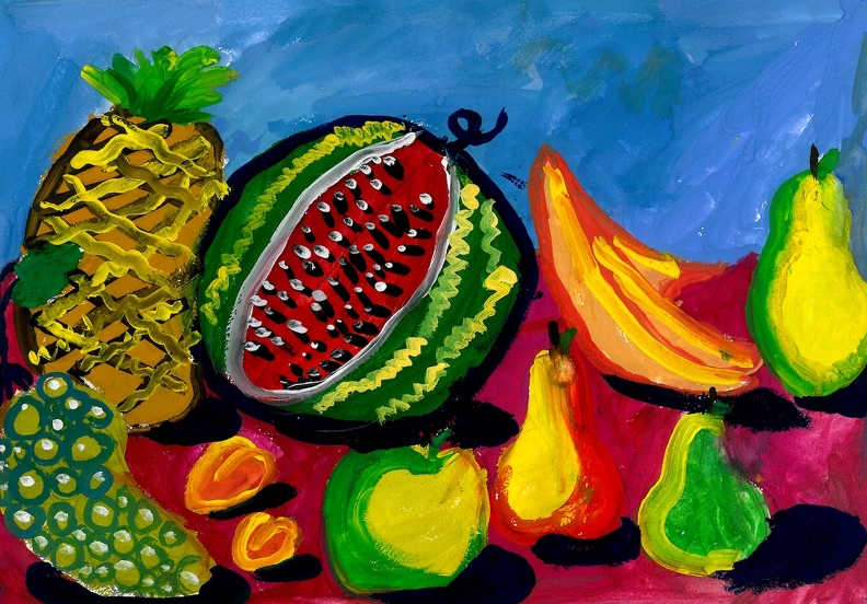  Разноцветные фрукты, Александра Коткова.jpg