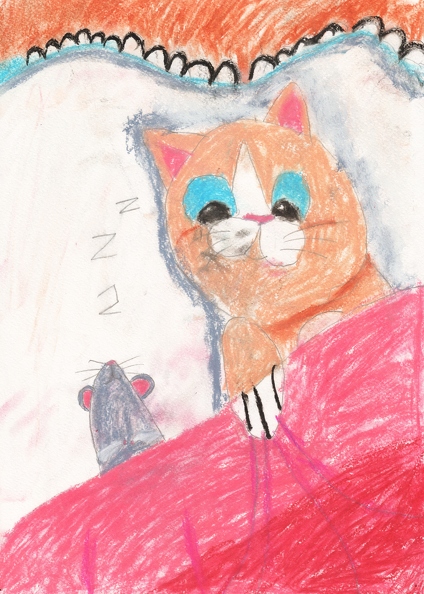 6300 Елизавета Лепешко. Котик перед сном. Возраст - 5 лет. Номинация - графика. Техника - пастель.jpg