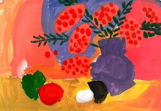 Натюрморт с фруктами и рябиной