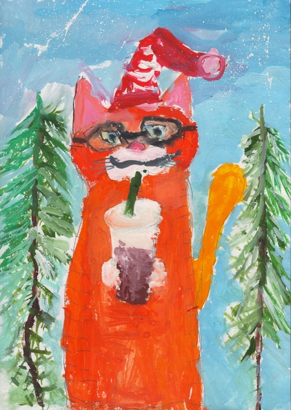 10357 Георгий Лузин. Рыжий кот. Возраст - 6 лет. Номинация - живопись. Техника - гуашь.jpg