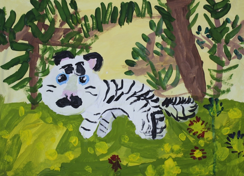 6300 Антонина Березовская. Белый тигр. Возраст - 4 года. Номинация - живопись. Техника - гуашь.JPG