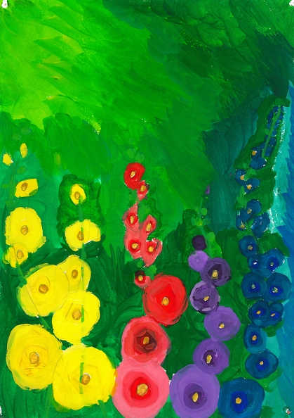 Цветы на зеленом фоне, Анастасия Зволейко.jpg