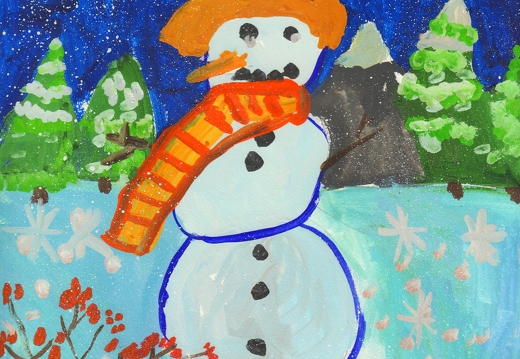 Снеговик в цветном шарфике