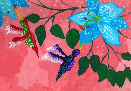 Колибри и голубые лилии