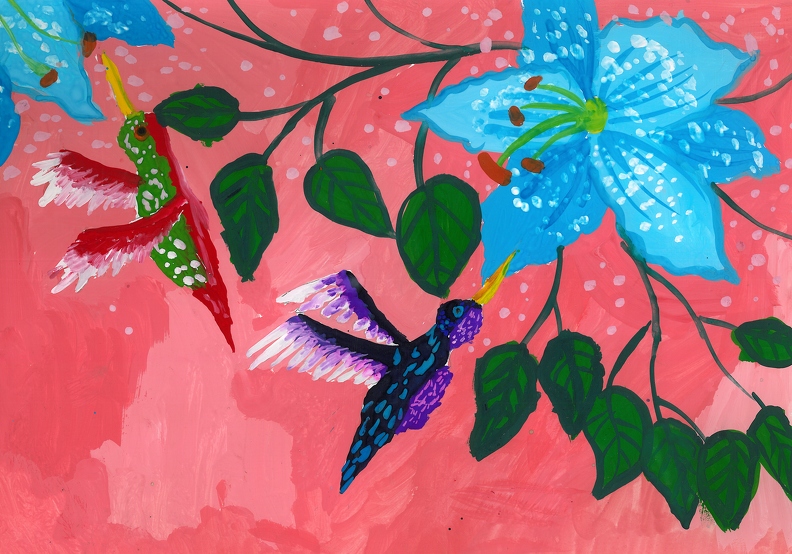 Колибри и голубые лилии, Анастасия Байсарова.jpg