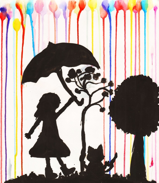 8457 Мария Степанова. Девочка гуляет под дождем. Возраст - 10 лет. Номинация - живопись. Смешанная техника.tiff.jpg