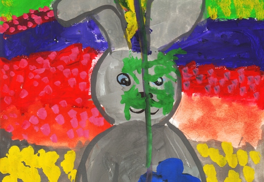 Кролик под зонтом из цветов