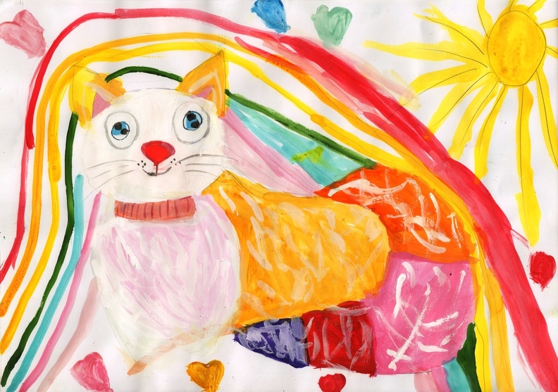 12164 Анастасия Назаркевич. Радужный котик. Возраст - 6 лет. Номинация - живопись. Техника - гуашь.jpg