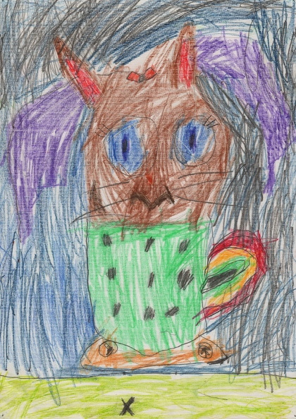 6300 Ева Бовкун. Песик в чашечке. Возраст - 4 года. Номинация - графика. Техника - рисунок цветными карандашами.jpg
