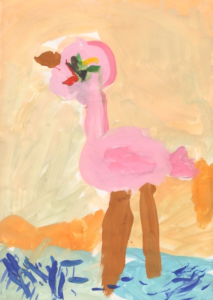 6300 Елизавета Слюсар. Фламинго в море. Возраст - 4 года. Номинация - живопись. Техника - гуашь.jpg