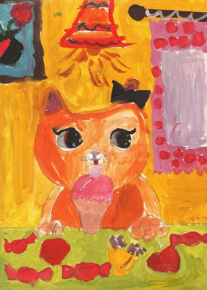 6300 Вера Авраменко. Рыжий кот. Возраст - 5 лет. Номинация - живопись. Техника - гуашь.jpg