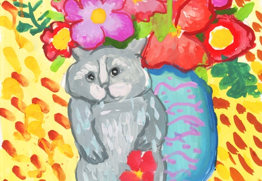 Котик в цветах