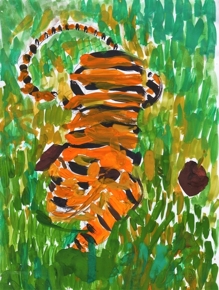 12164 Nasser Alsayegh. Тигр в траве. Возраст - 7 лет. Номинация - живопись. Техника - гуашь.jpg