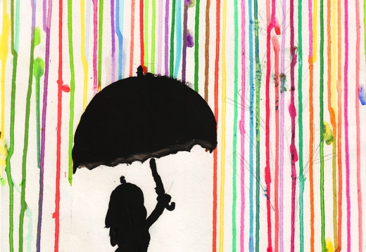 Дівчина під кольоровим дощем