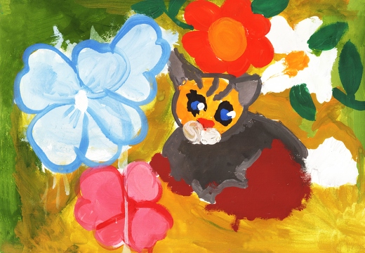 Котик в квітах