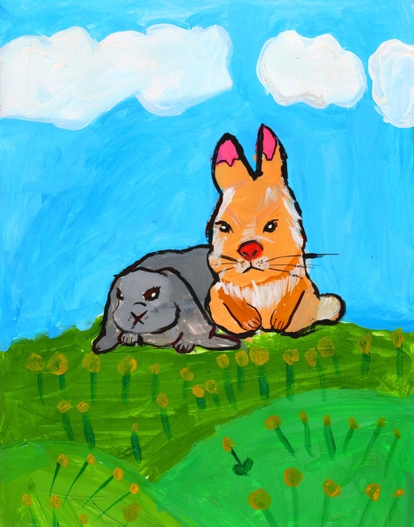 12164 Марія Шилова-Тарнавська. Пухнасті кролики. Вік - 8 років. Номінація - живопис. Техніка - гуаш.jpg