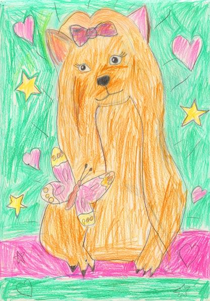 12164 Марія Шилова-Тарновська. Погляд собачки. Вік-8 років. Номінація-живопис. Техніка-кольоровий олівець..jpg
