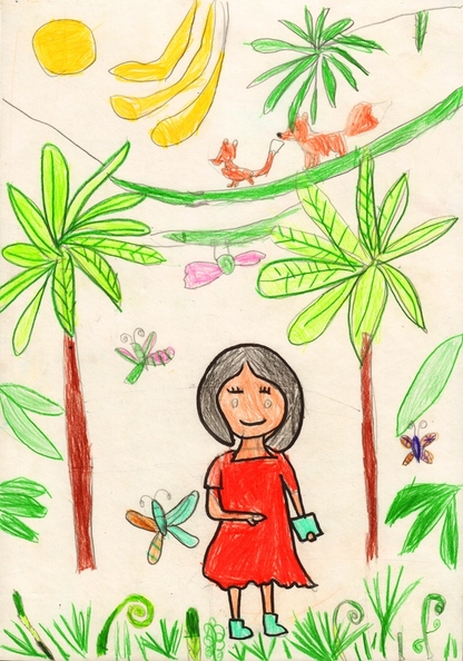 8457 МАрта Герасько. Дівчинка в джунглях. Вік-5 років. Номінація-графіка. Техніка- олівці кольорові..jpg