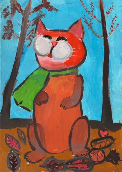10357 Георгій Лузін. Задоволений кіт. Вік - 6 років. Номінація - живопис. Техніка - гуаш.jpg