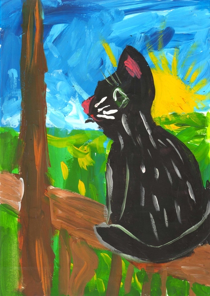 5246 Аліса Вольська. Ранок чорного кота. Вік - 5 років. Номінація - живопис. Техніка - гуаш.jpg