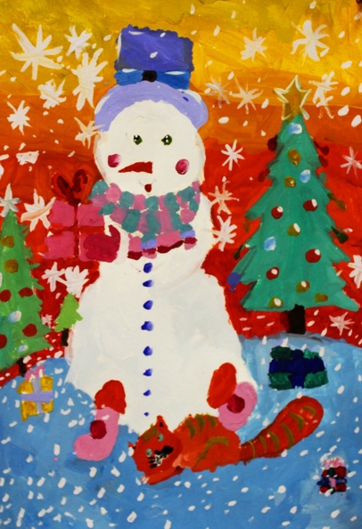 821 Аліна Синельник Зимовий сніговик Вік - 6 років Номінація - живопис Техніка_ гуаш.JPG