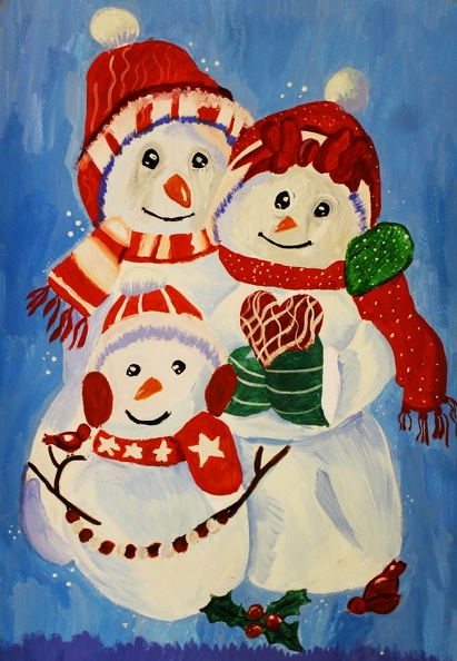 821 Марія Макушенко Троє сніговичків Вік - 9 років Номінація - живопис Техніка_ гуаш.JPG
