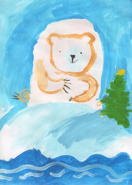 15140 Аріна Климчук. Вік 5 років.  Білий ведмідь.  Номінація - Живопис. Техніка - Гуаш..jpg