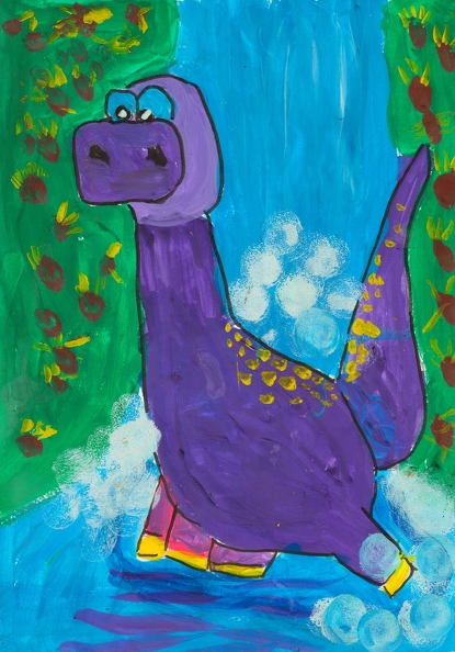 10357 Денис Ємельянов. Вік 4 роки. Динозаврик купається. Номінація - живопис. Техніка - гуаш.jpg