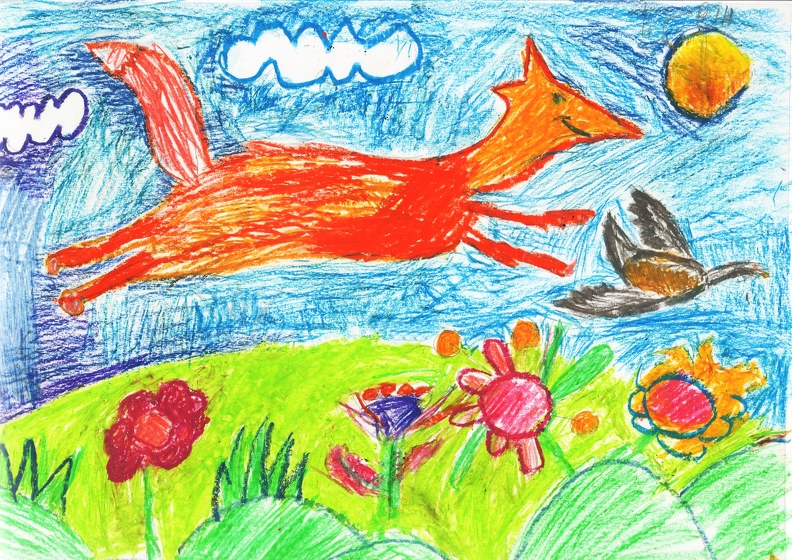 16643 Тигран Сарсян. Вік 9 років. Лисичка у лісі. Номінація-живопис. Техніка-масляна пастила..jpg