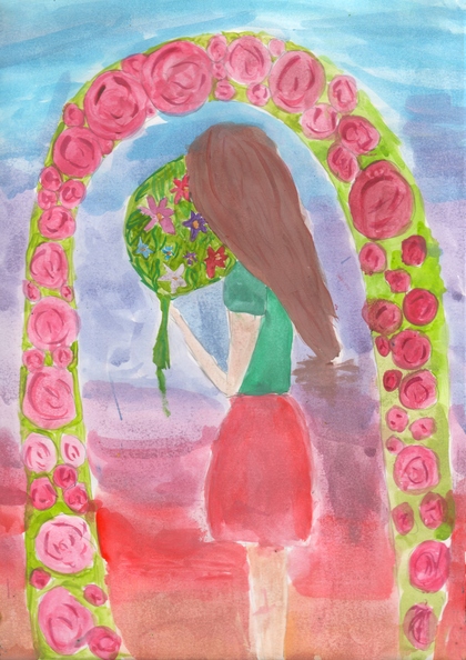 10357 Лада Пилипенко. Вік 7 років. Дівчинка з квітами. Номінація-живопис. Техніка-акварель.jpg