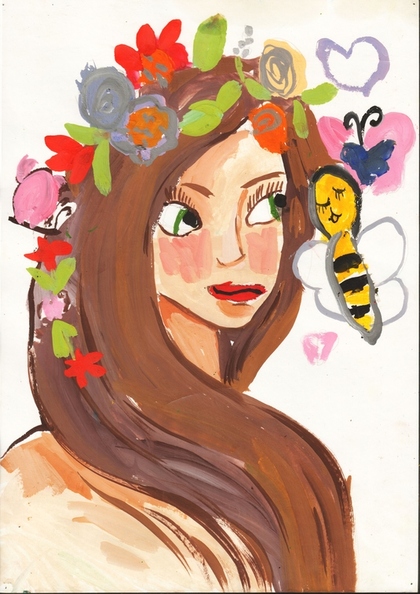 16643 Анна Кожаріна. Вік 6 років. Портрет дівчини. Номінація-живопис. Техніка-гуаш..jpg