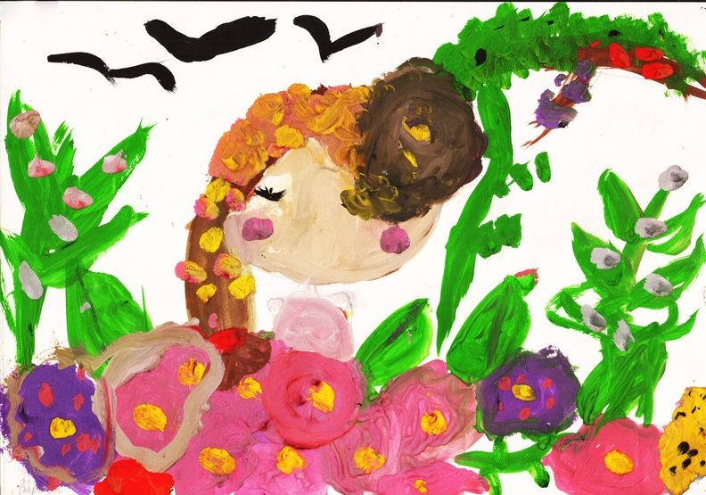 16643 Варвара Кулакова. Вік 6 років. Дівчина у квітах. Номінація-живопис. Техніка-гуаш..jpg