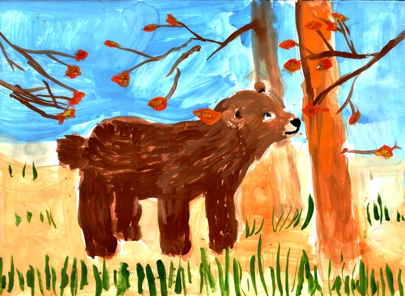 12164 Аліса Єжова. Вік 5 років. Ведмідь у лісі. Номінація-живопис. Техніка-змішана..jpg
