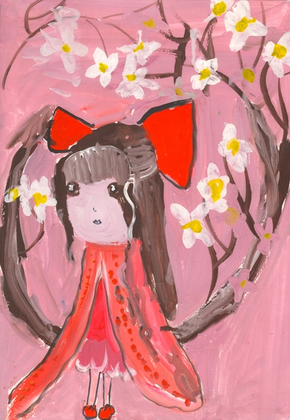 10357 Анна Терлецька. Вік 4 роки. Дівчинка і сакура. Номінація-живопис. Техніка-гуаш..jpg