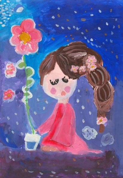 10357 Кіра Вдовиченко. Вік 5 років. Дівчинка і квітка. Номінація-живопис. Техніка-гуаш..jpg
