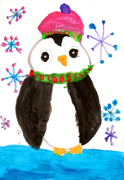 12164 Ангеліна Тимощук. Вік 4 роки. Пінгвін у шарфі. Номінація-живопис..jpg