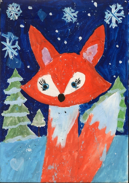 12260 Аліса Соколовська. Вік - 6 років. Лисичка у зимовому лісі. Ноінація - живопис. Техніка - гуаш..jpg